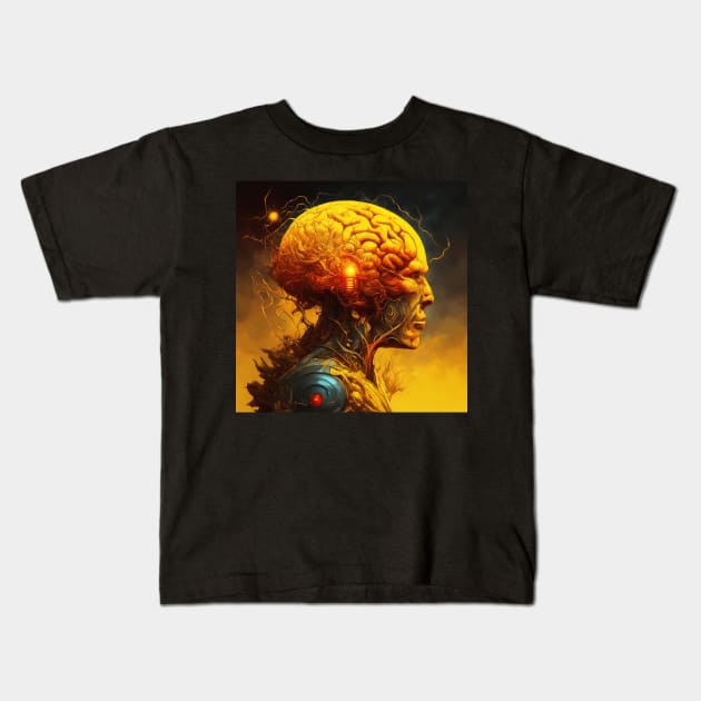 Cyber yellow Kids T-Shirt by Dunkellkellera